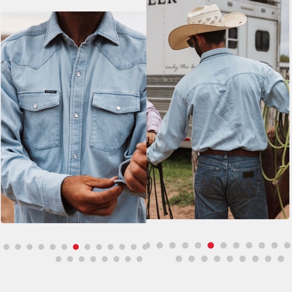 Poncho outdoor men Light Blue Denim Western SnapShirt size large - Picture 1 of 10